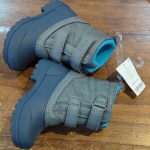 Carter's Blue and Gray Ankle-High Boots with Velcro Straps